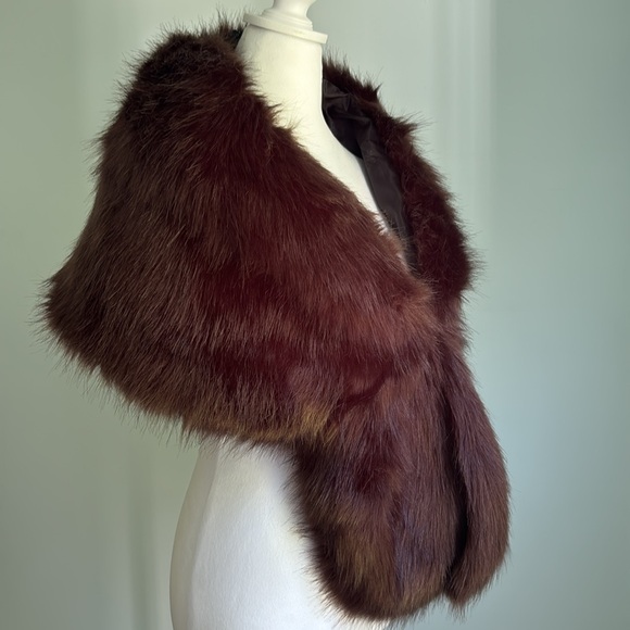 Faux Fur Neck Wrap brown evening dressy one size - Picture 3 of 12